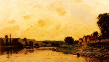  Hippolyte Oil Painting - Lavandiere Au Bord De La Riviere scenes Hippolyte Camille Delpy Landscape